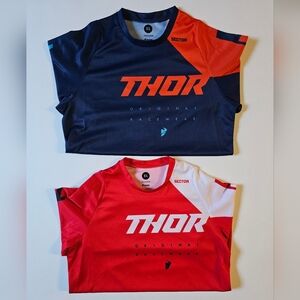 2 Thor Sector Edge Red & White, & Navy Blue Off-Road Jersey Size Youth X-Large